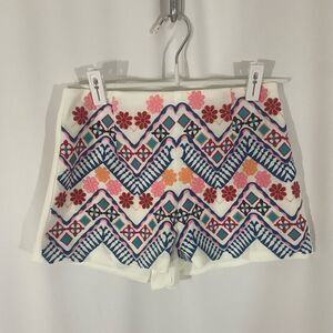 Lulu’s White Embroidered Floral Shorts